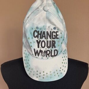 Change Your World Mickey Mouse Cap with Green Rhinestone Accents